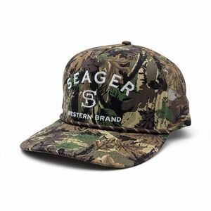 Seager Western Brand Camo Snapback Hat Leaf Print Rope Trucker Cap